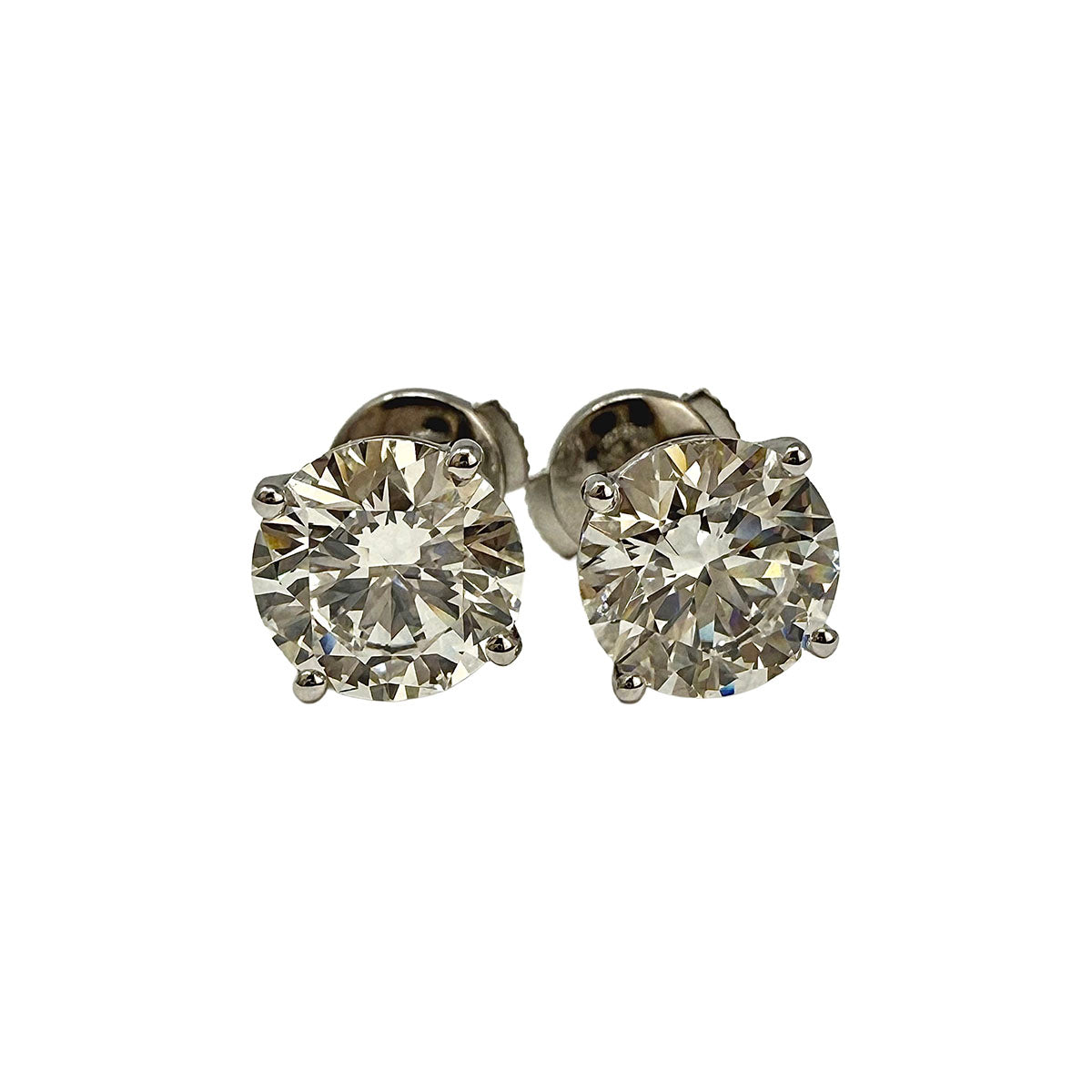 14K White Gold Lab Grown 3.12ct Diamond Stud Earrings