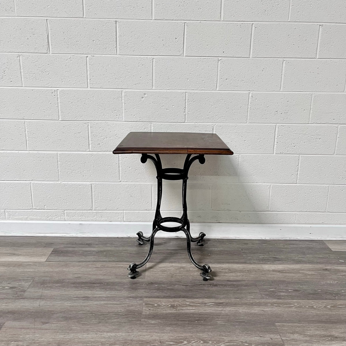 Vintage French Pub Table with Iron Base