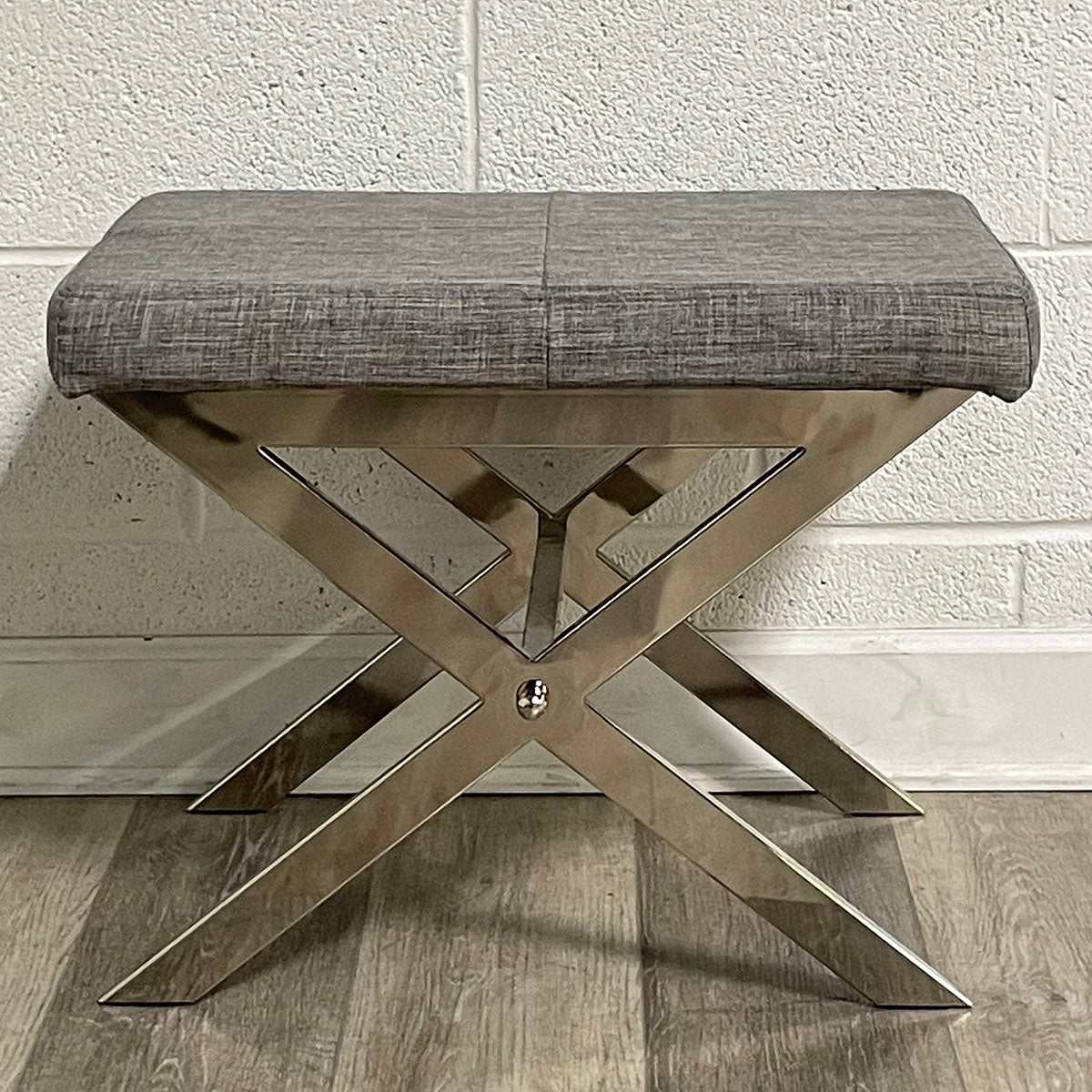 Upholstered Bench with Chrome Base