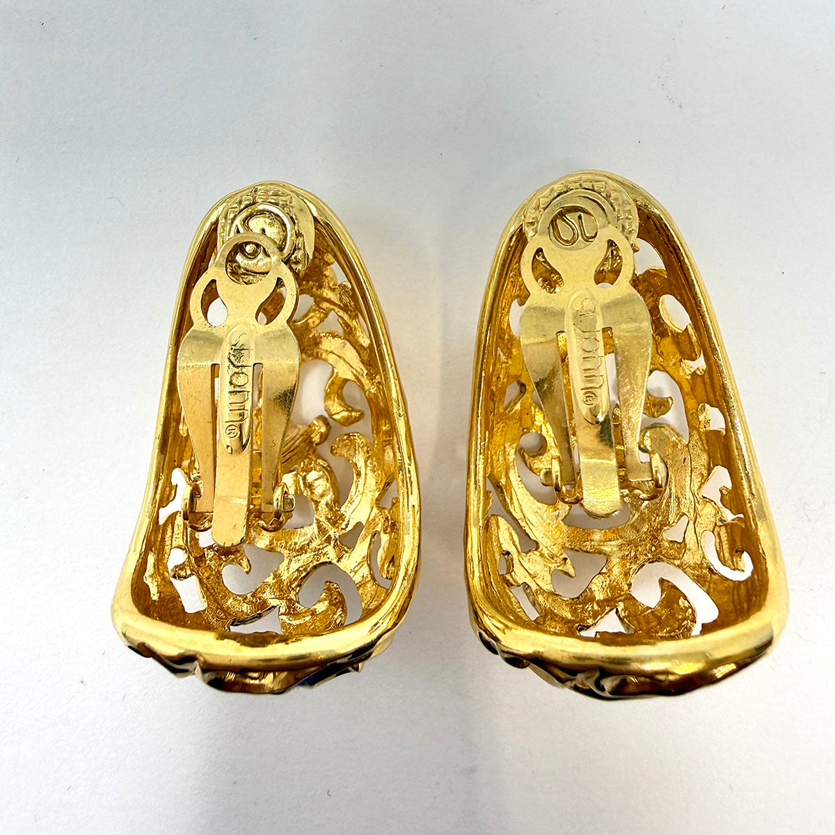 St. John Vintage Large Open-work Intrricate Earrings