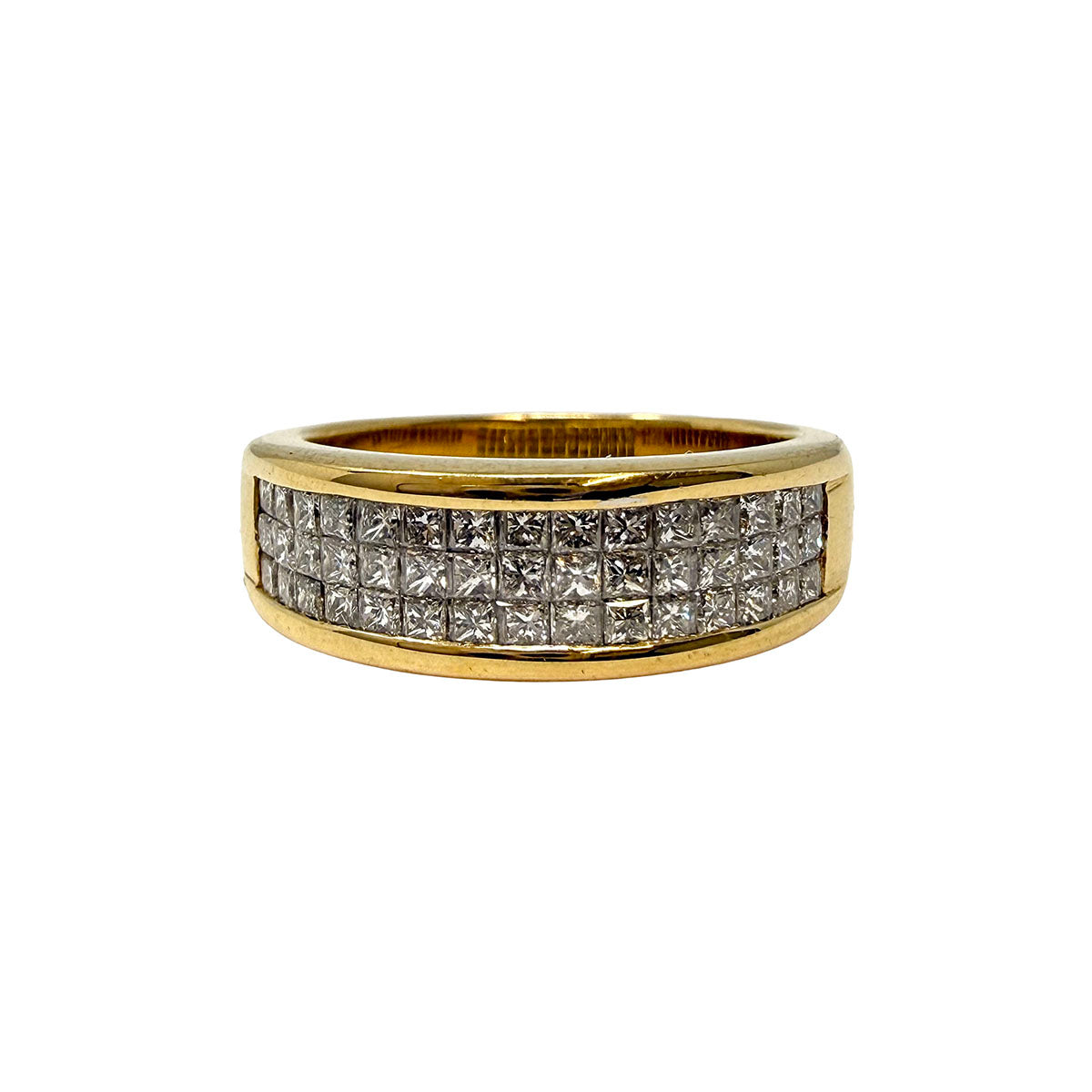 MKS 18K Gold Ring with 75 Princess Cut Diamonds