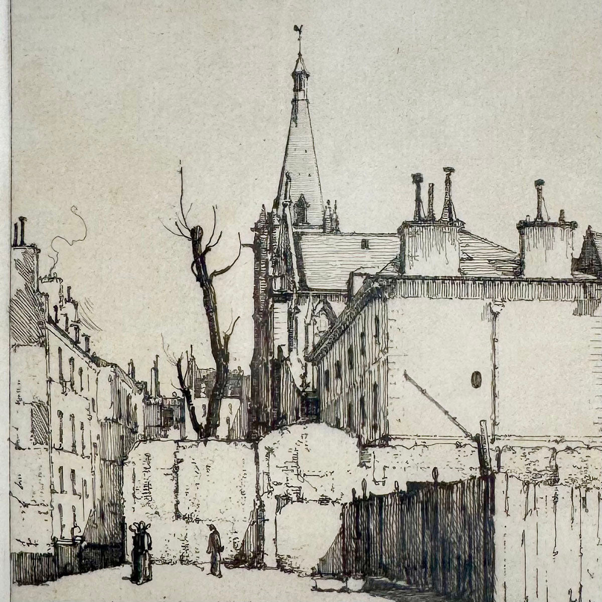 Framed Etching "The Church of Saint-Severin, Paris" Signed 1916