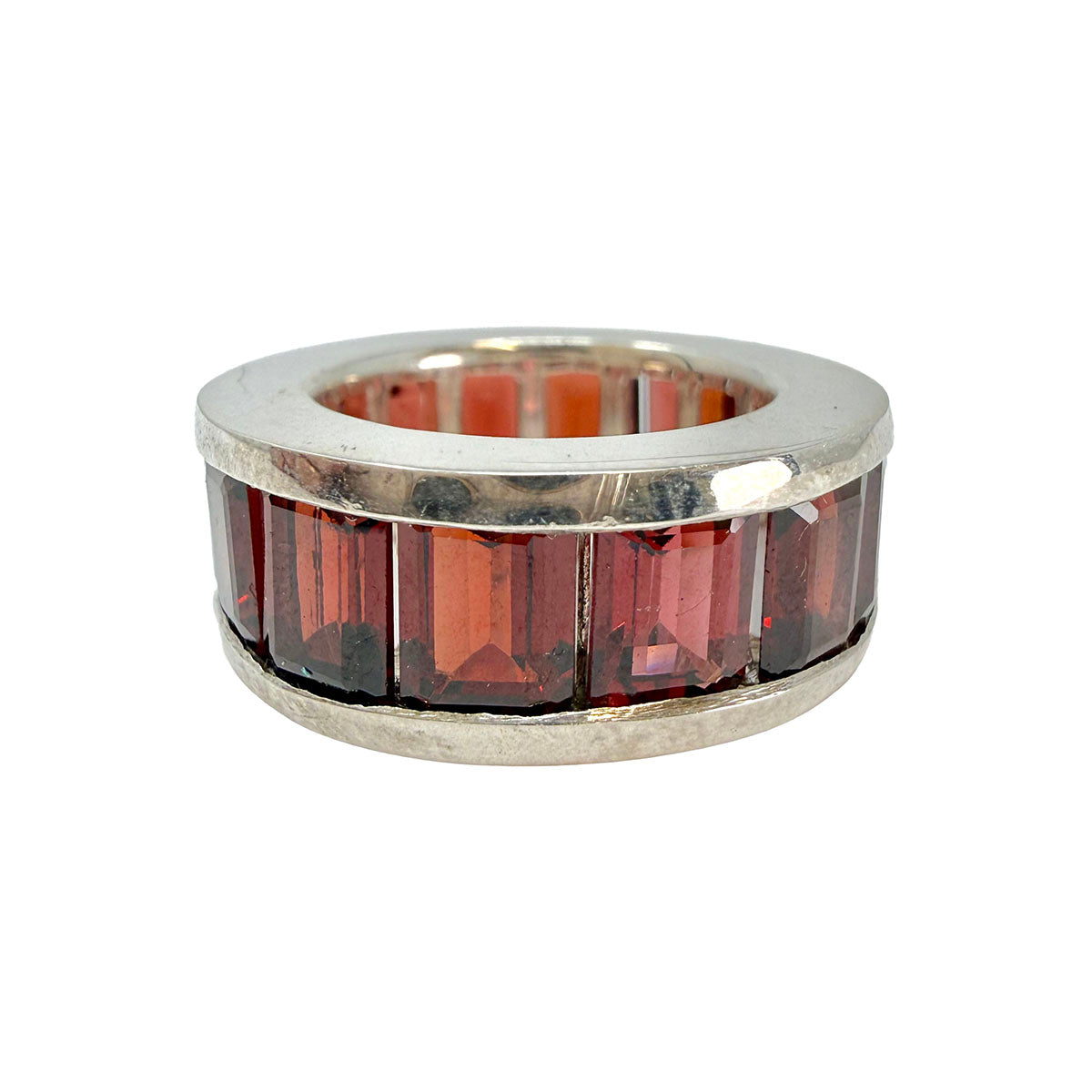Sterling Silver Garnet Band