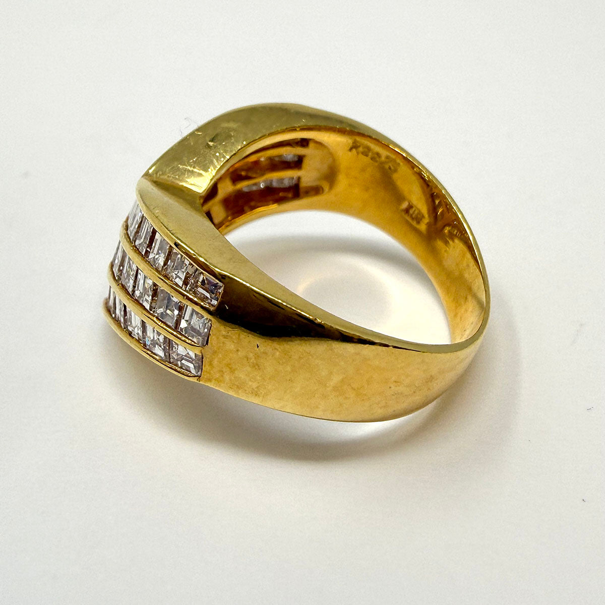 18K Gold Ring  with 42 Square Cut Diamonds