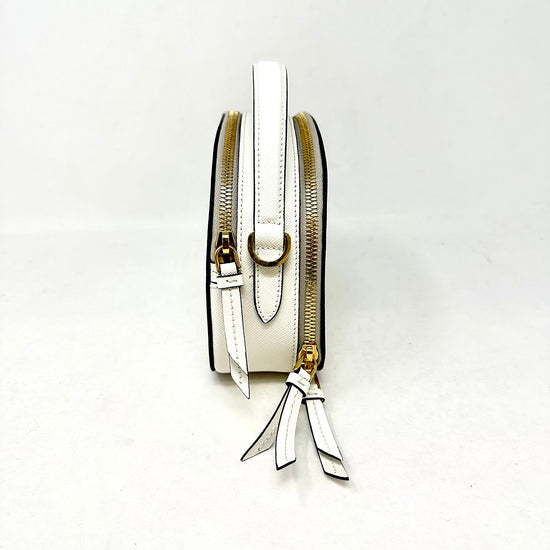 Prada Enameled Metal Triangle Odette Crossbody