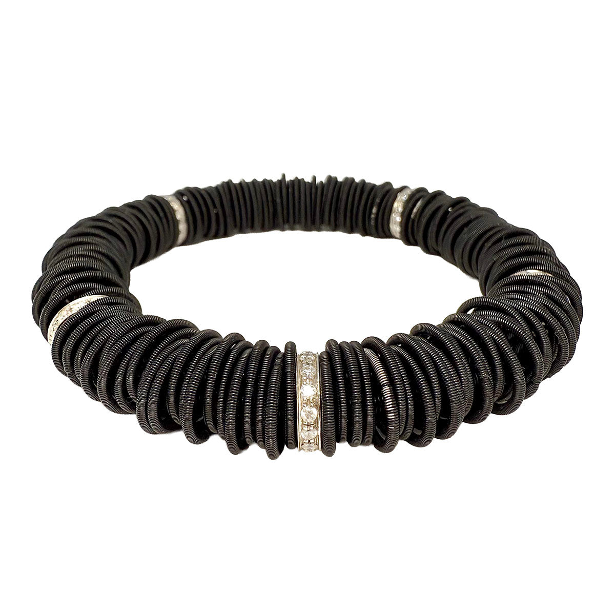 Michael Weggenmann Anodizel Steel Bracelet with 5 Diamond Rondels
