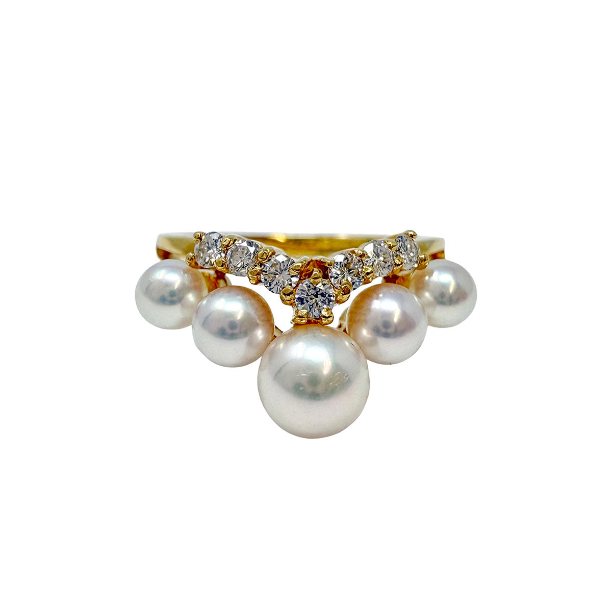 18K Gold Ring with Diamond and Pearl