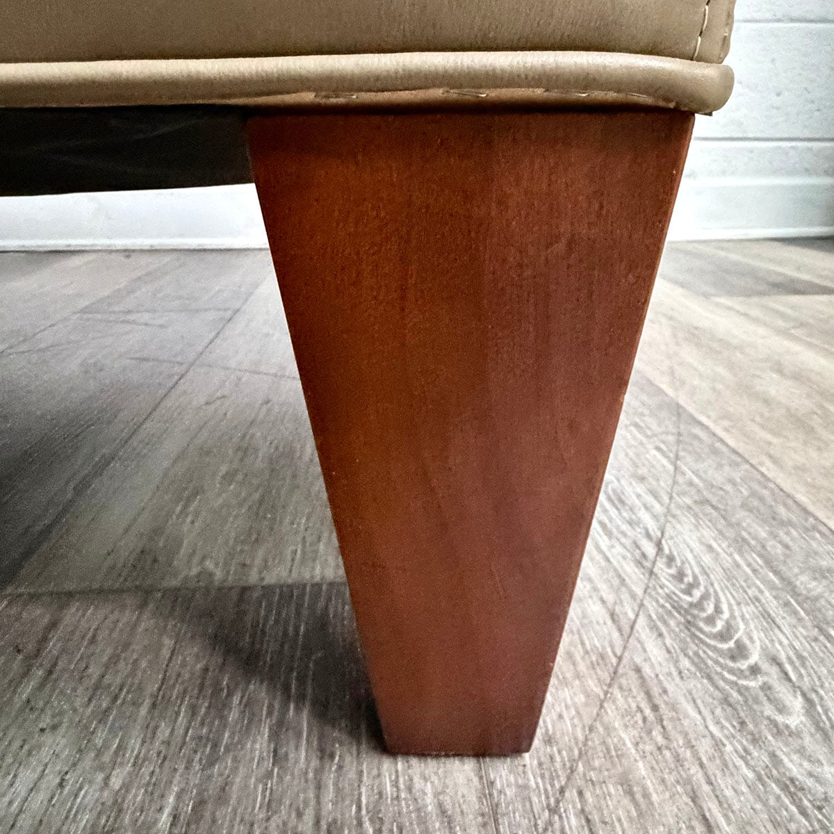Leather Ottoman with Removable Wood Tray