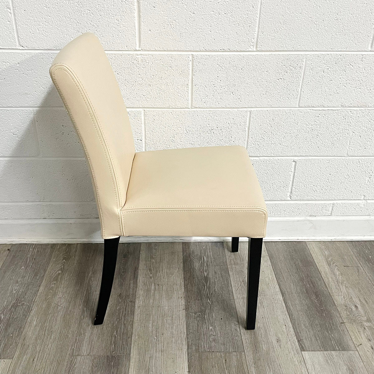 Set of 4 Crate & Barrel Cream Leather Dining Chairs