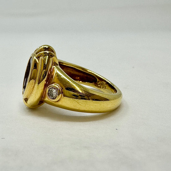 Susan Berman Ring with Garnet Intaglio and 2 Diamonds – North Shore ...