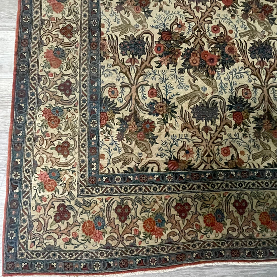 Vintage Area Rug with Bird Motif