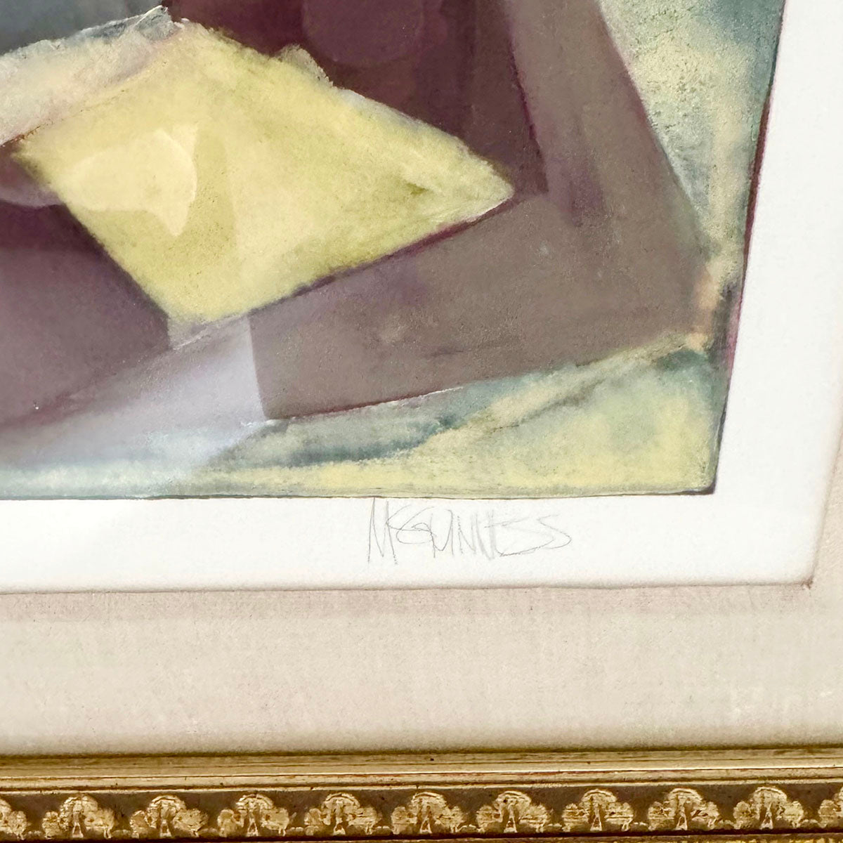 "Abtract Print with Geometric Designs I", Signed