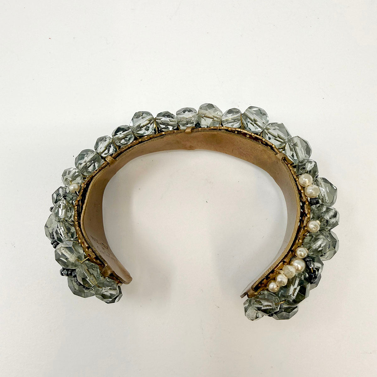 Coppola e Toppo Metal Cuff Bracelet with Grey Crystal Beads