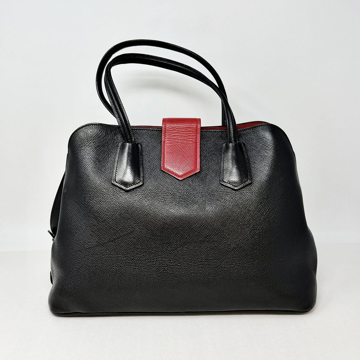 Prada Double Handle Tote with Red Strap