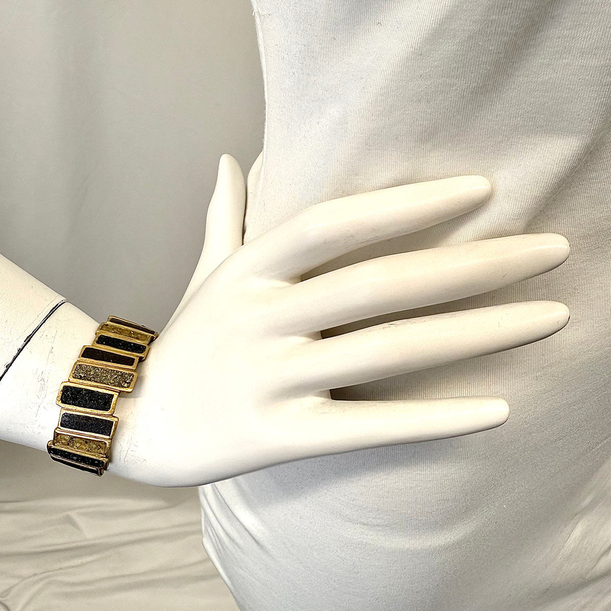 David Urso Ladder Bracelet with Lava Rock Inlay