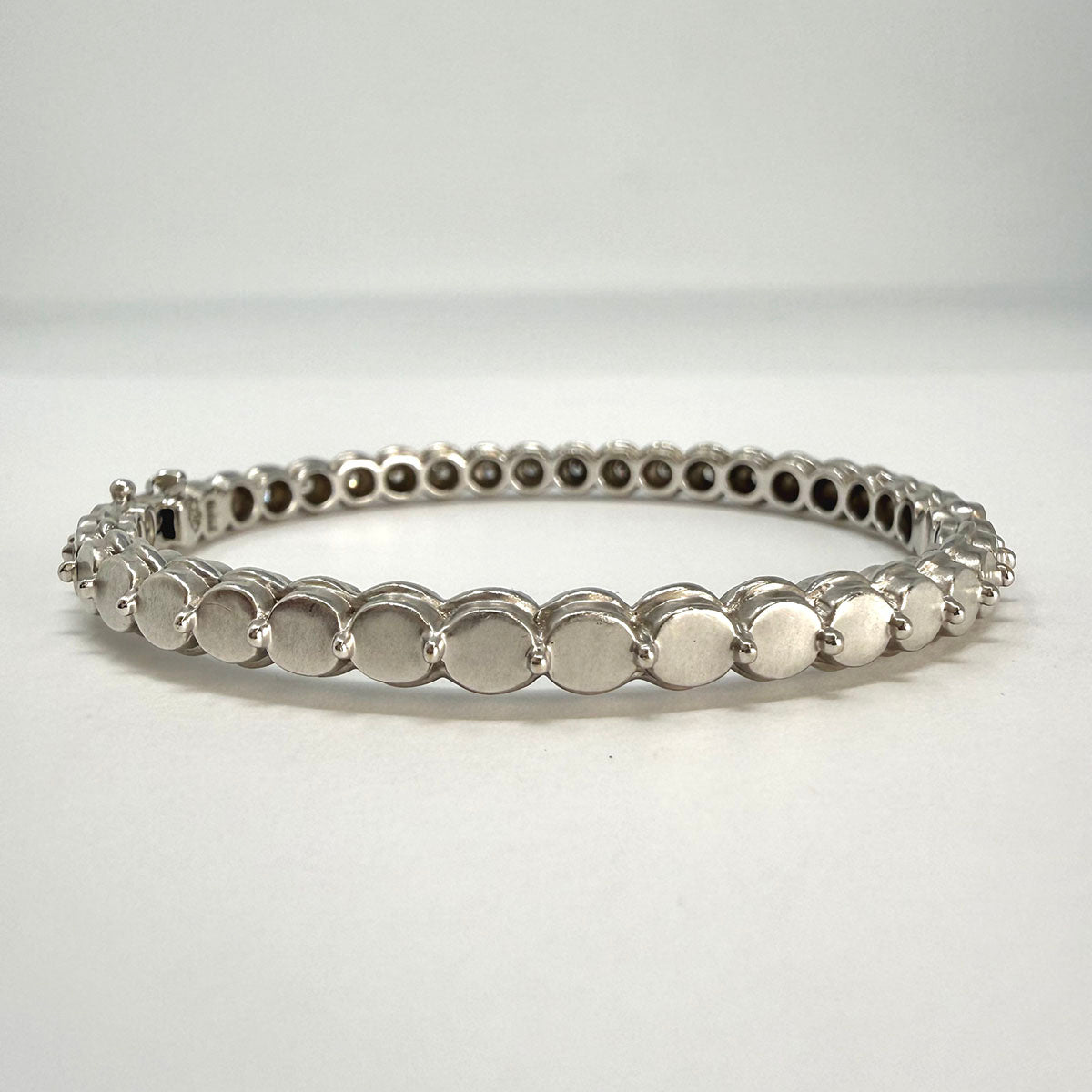 Doris Panos 18K White Hinged Bracelet with 20 Full Cut Diamonds