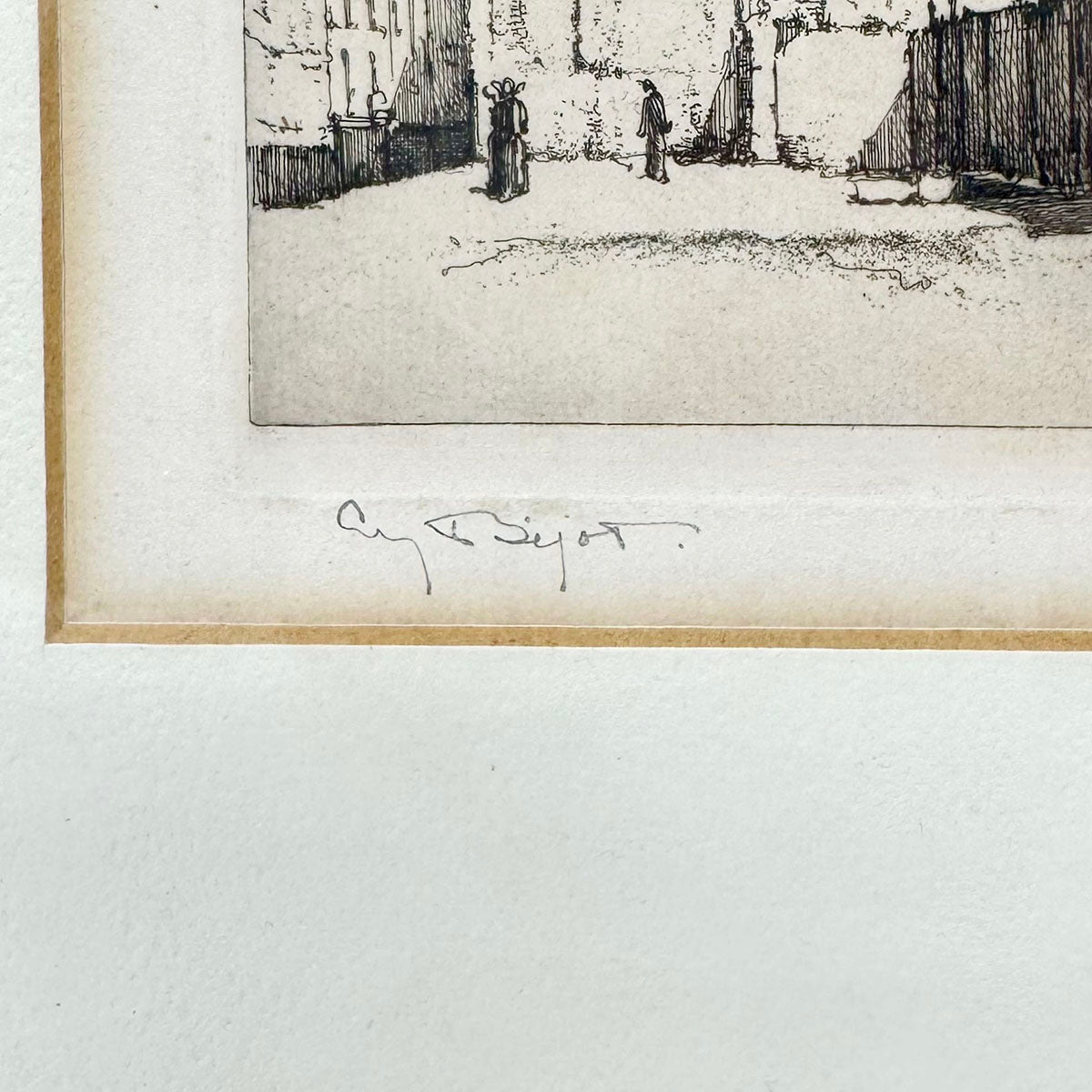 Framed Etching "The Church of Saint-Severin, Paris" Signed 1916