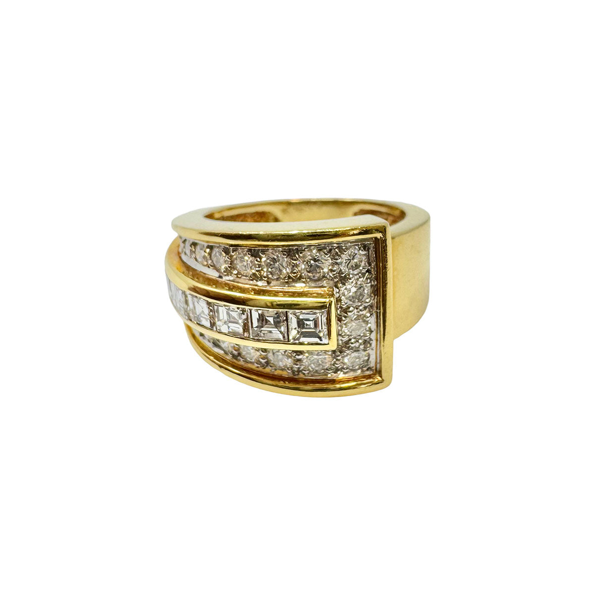 Montreaux Platinum and 18K Gold 3 Row Ring with 18 Diamonds