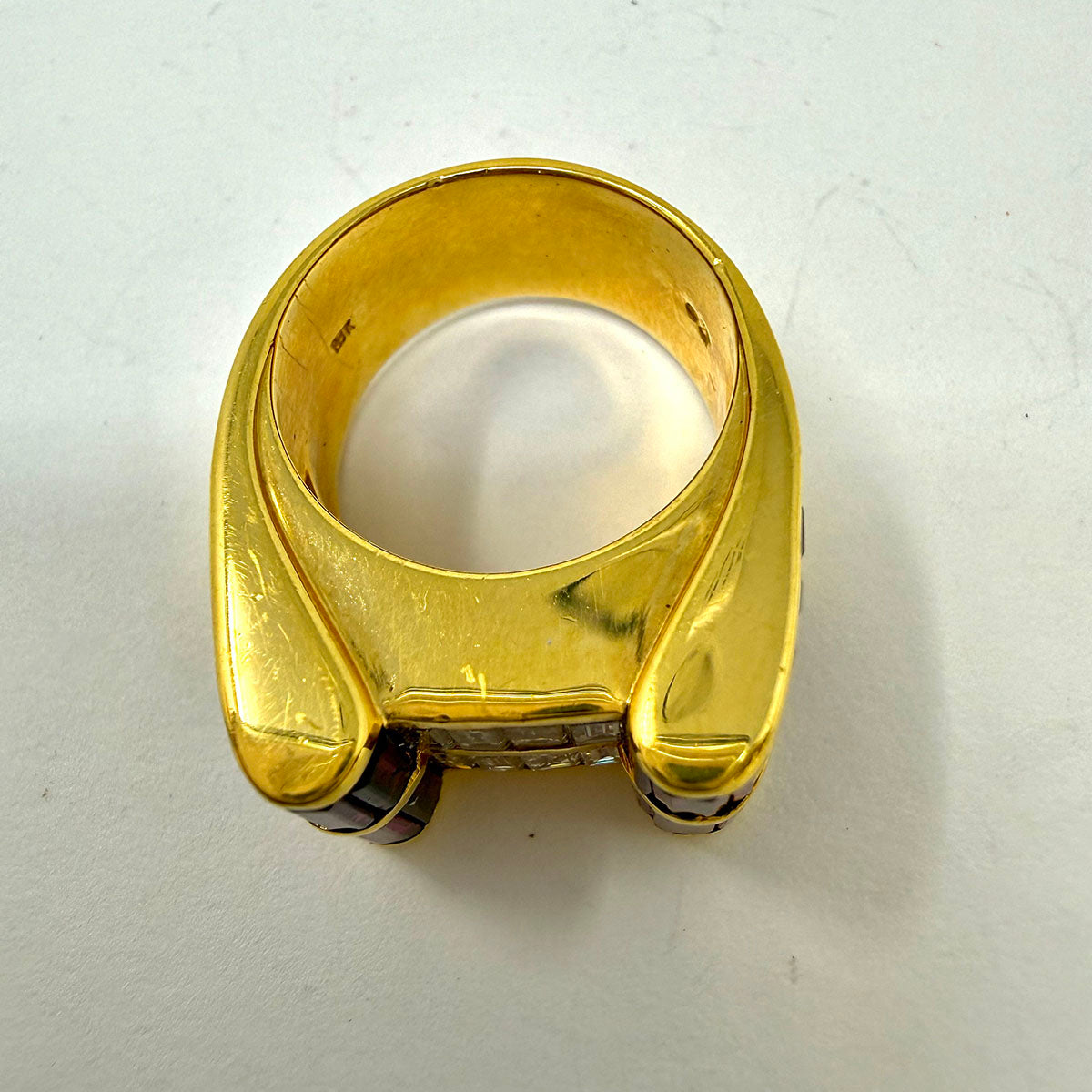 Charles Krypell 18K Gold Ring with Ruby  and Diamond