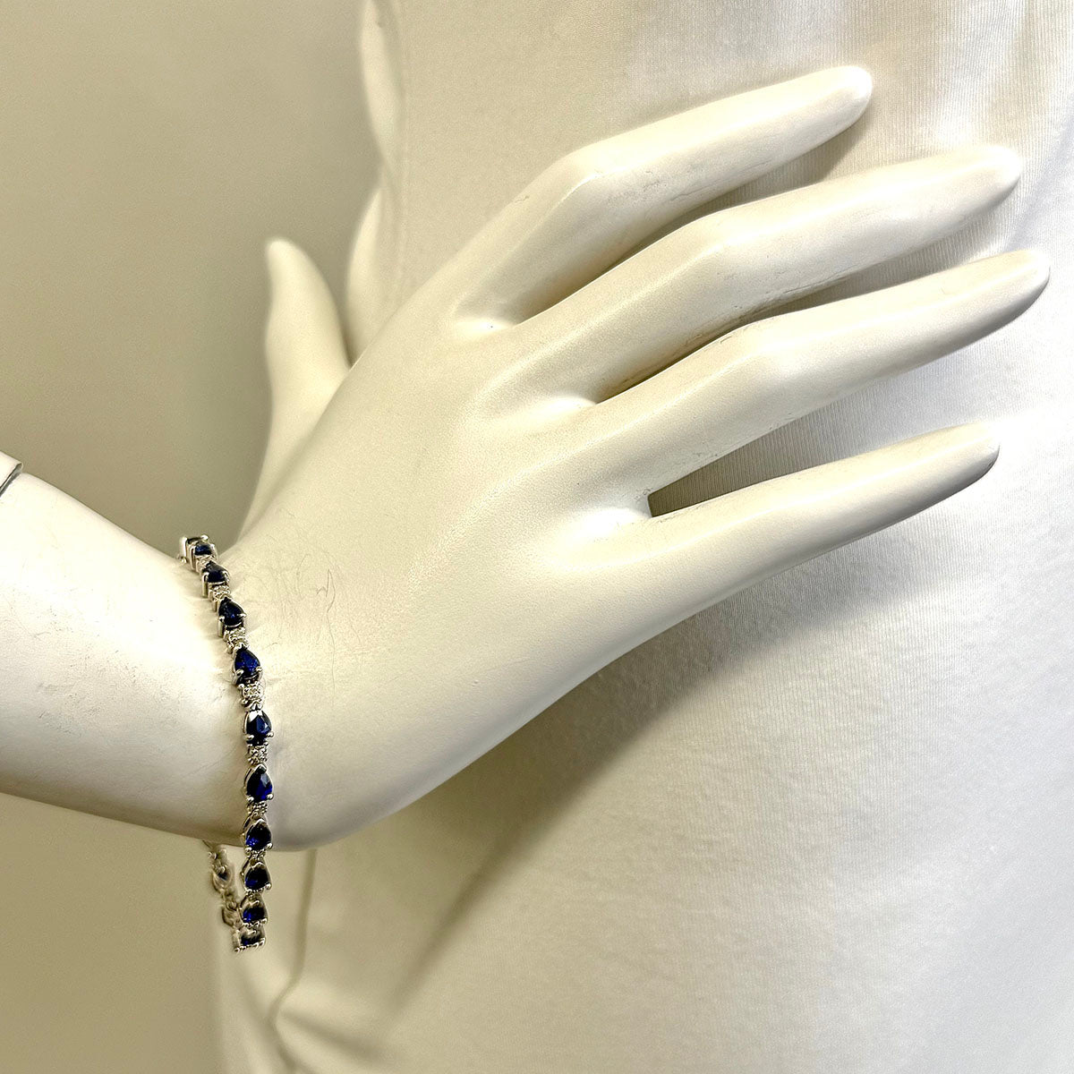14K White Gold Bracelet with Diamonds and Sapphires