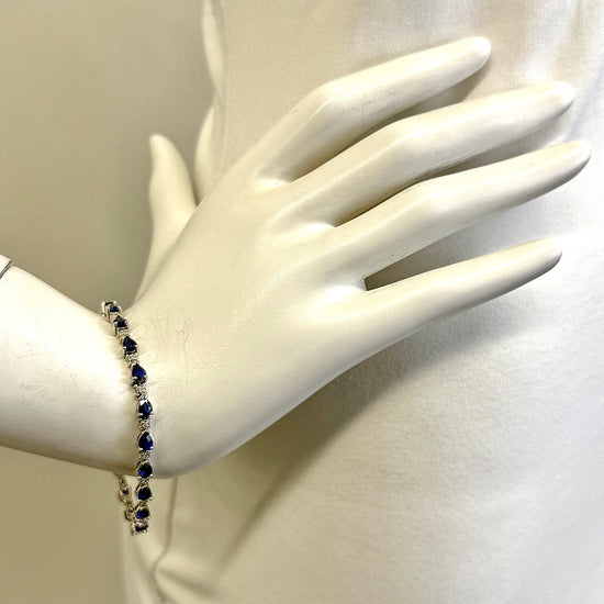 14K White Gold Bracelet with Diamonds and Sapphires