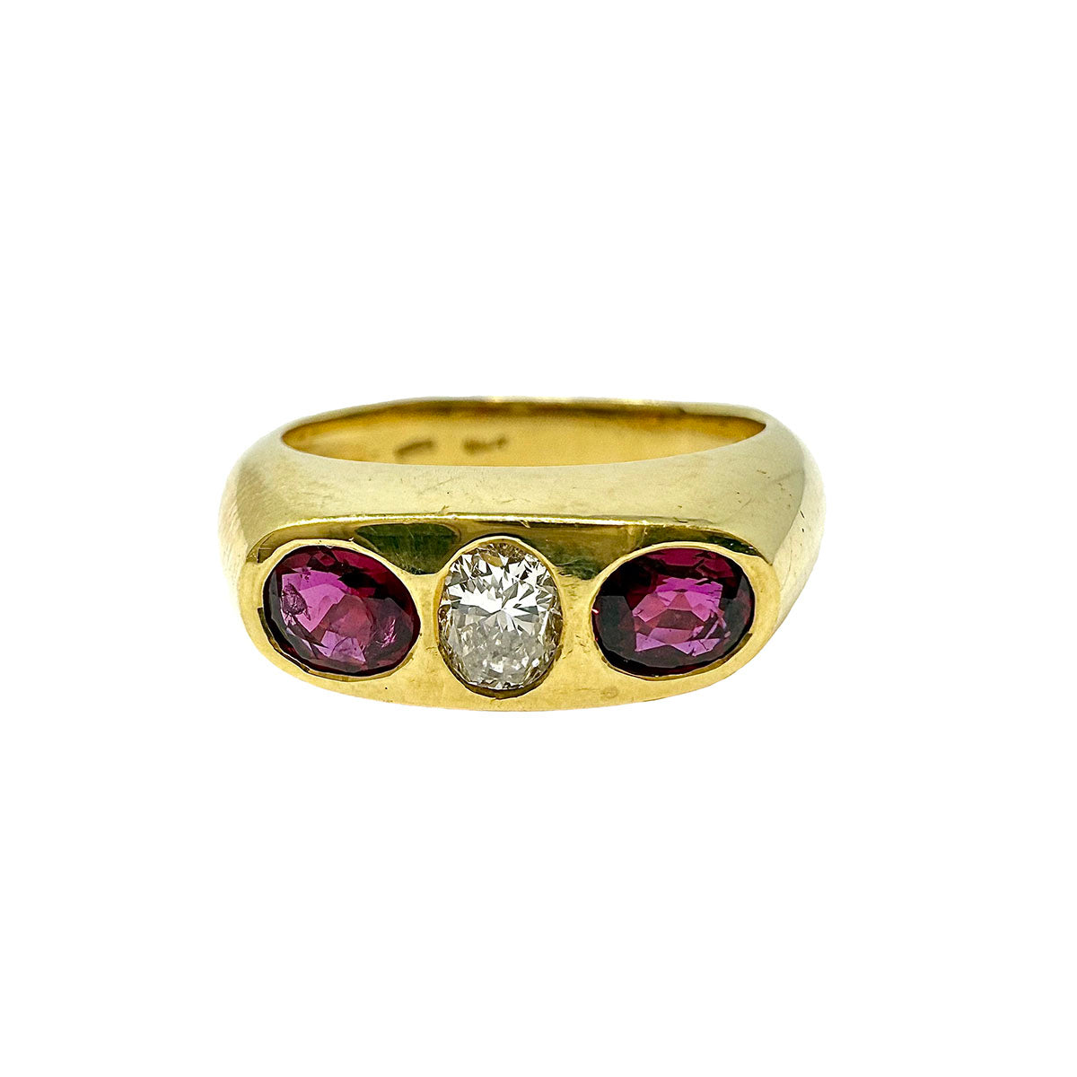 18K Gold Ring with with Diamonds and Rubies