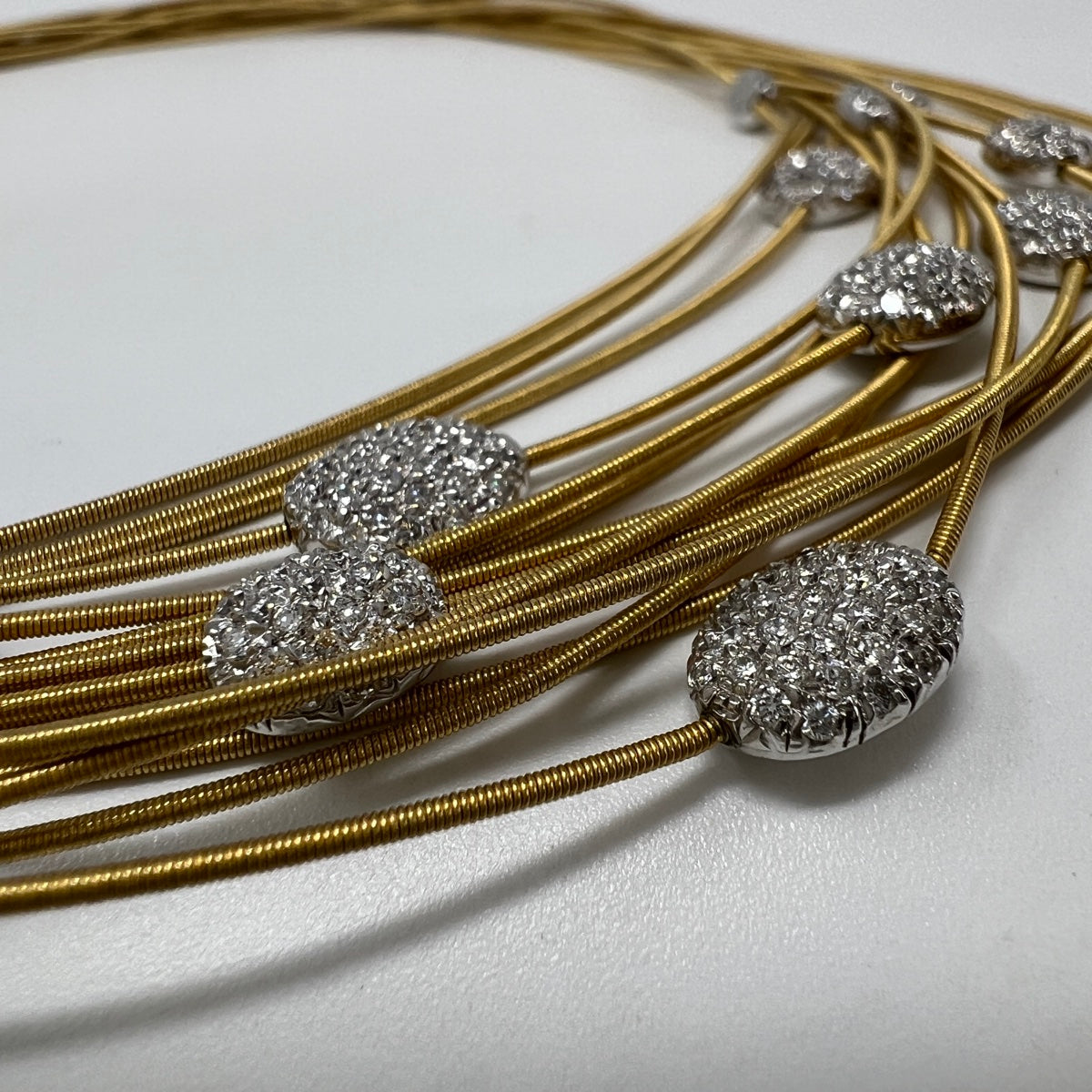 Marco Bicego 18K Gold 14 Strand 16.5" Diamond Station Necklace