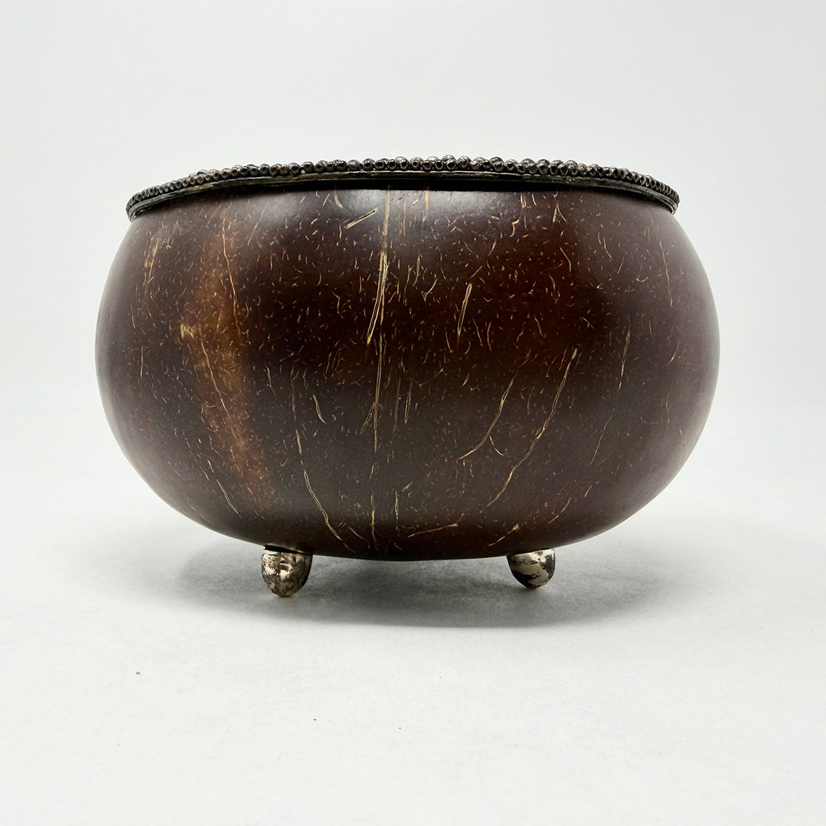 Coconut Bowl with Beaded Rim and Feet