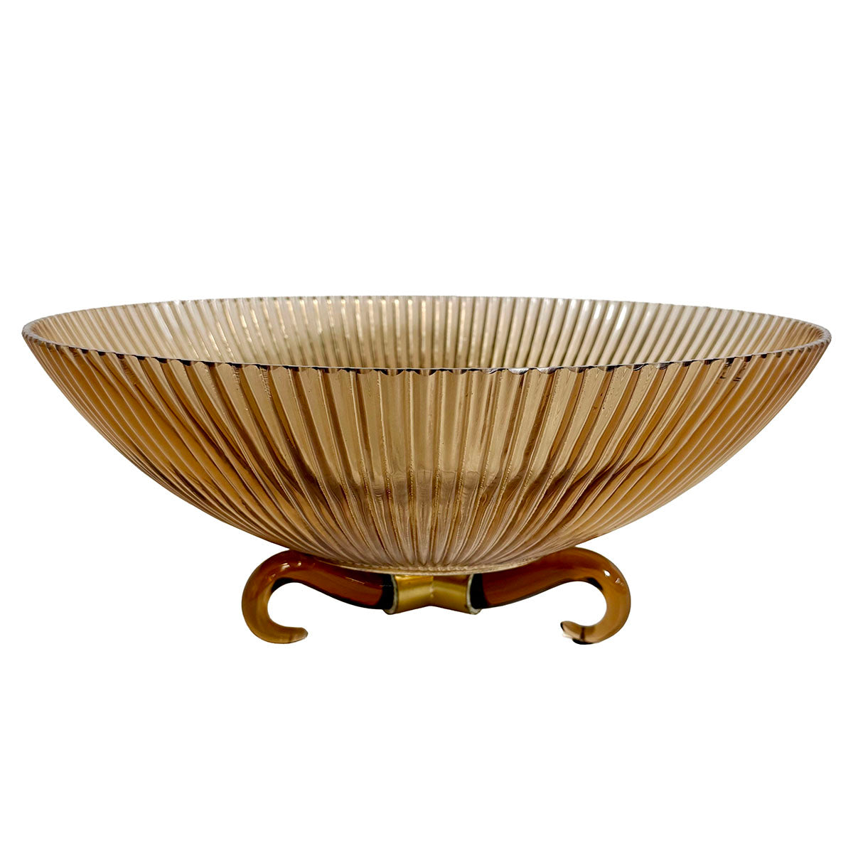 Lorin Marsh Ridged Art Glass Centerpiece Bowl