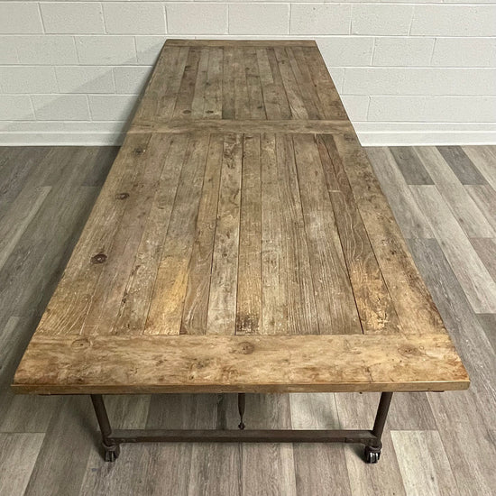Industrial Dining Table on Wheels