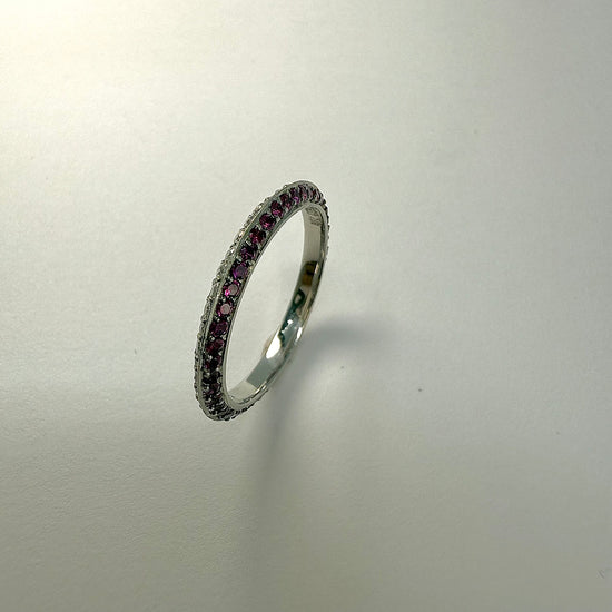 Bez Ambar Platinum Band with Rubies and Diamonds