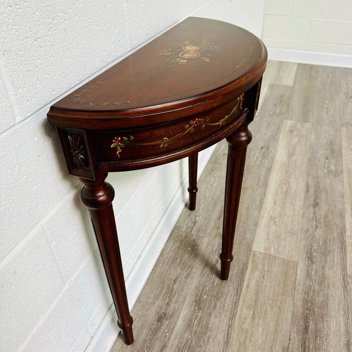 Demi Lune Table with Floral Motif