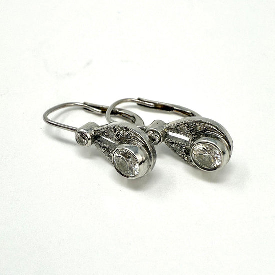 14K White Gold Diamond Drop Earrings