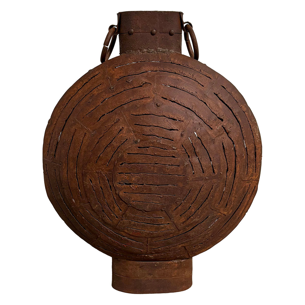 Large Round Metal Lattice Urn with Handles