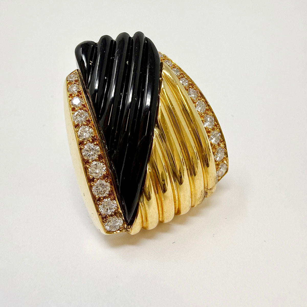Charles Turi 18K Gold Clip-on Earrings with Onyx and Diamonds