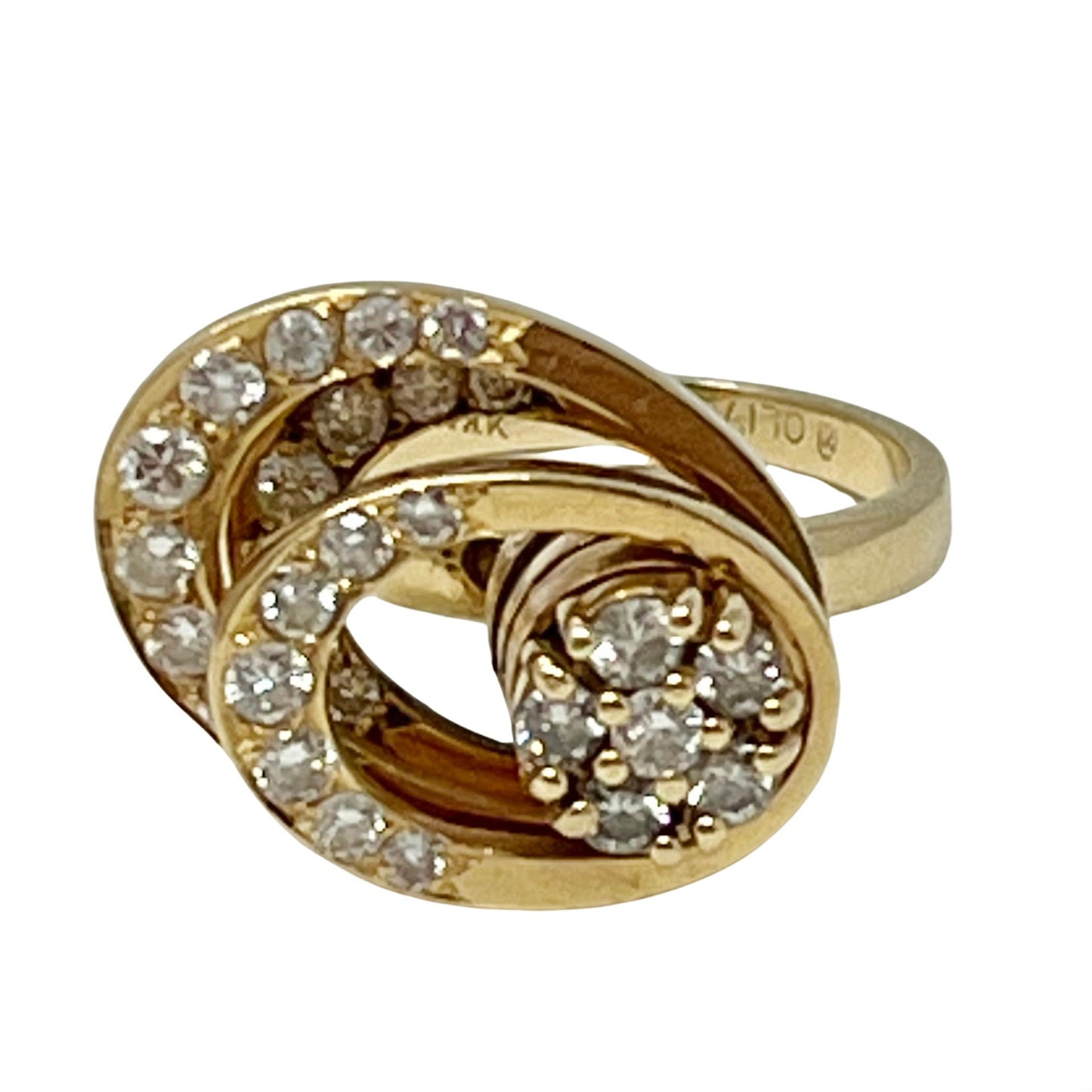 14K Gold 3 Stacked Disc Ring with Diamonds