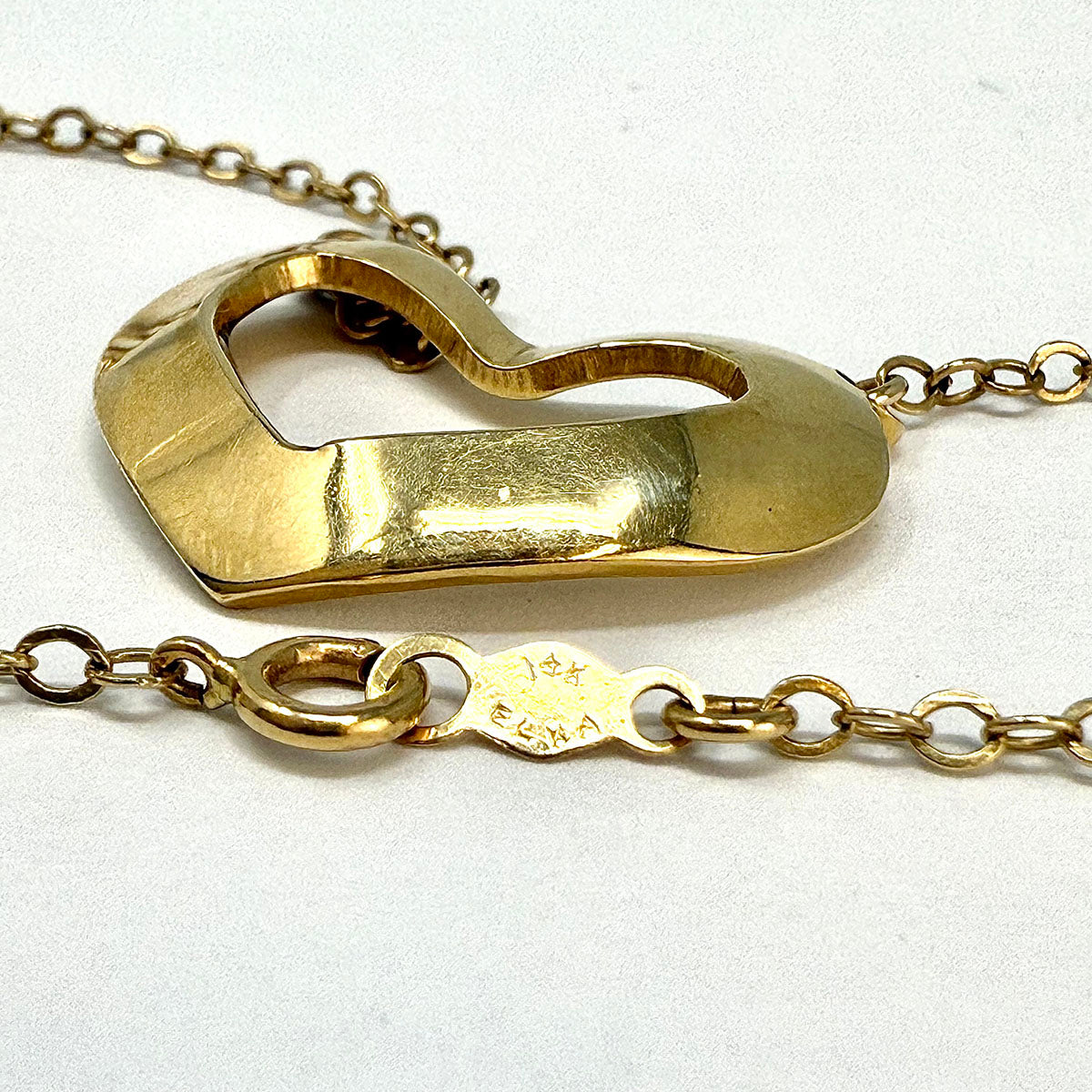14K Gold Necklace with Open Heart