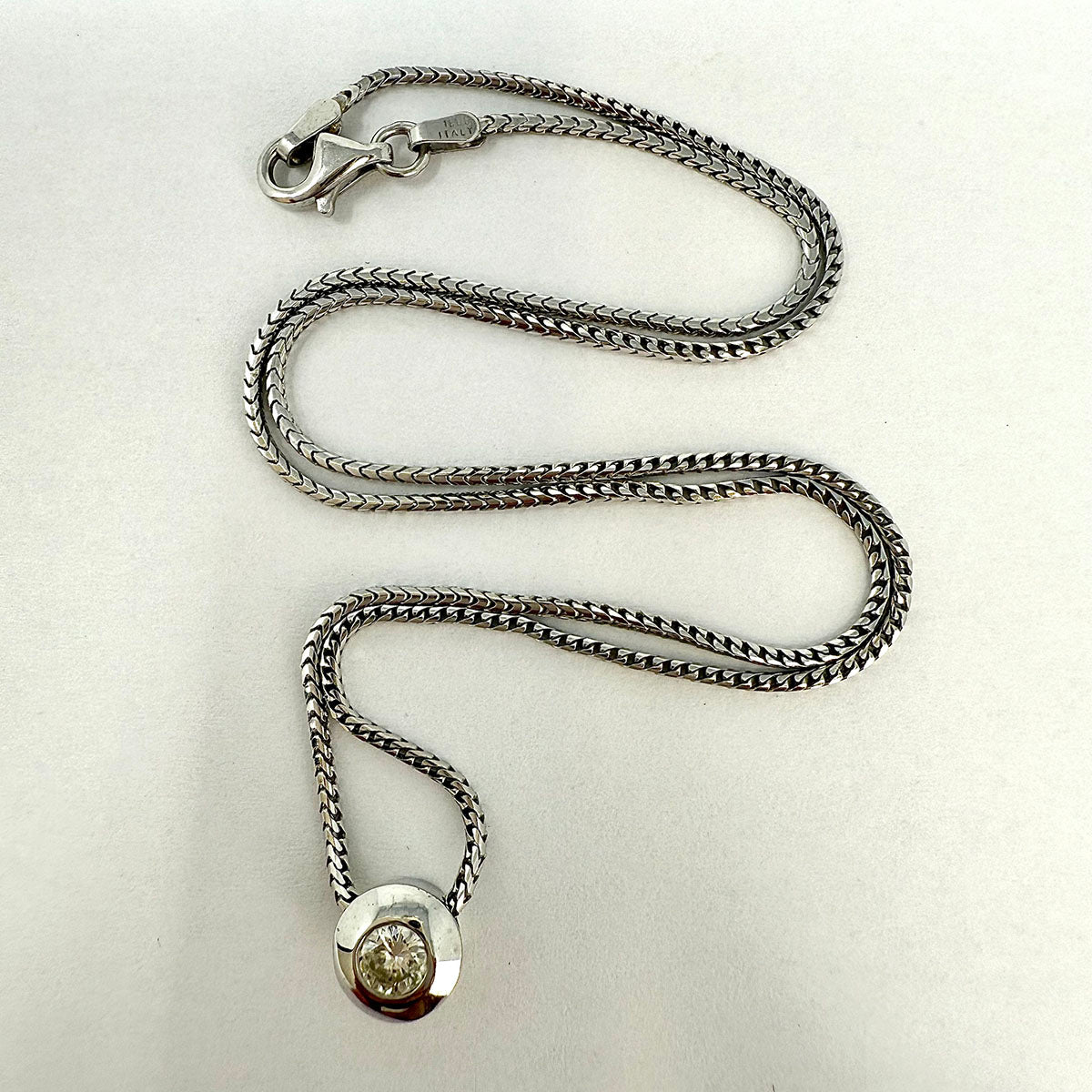 18K White Gold Necklace with .25ct Bezel Set Diamond