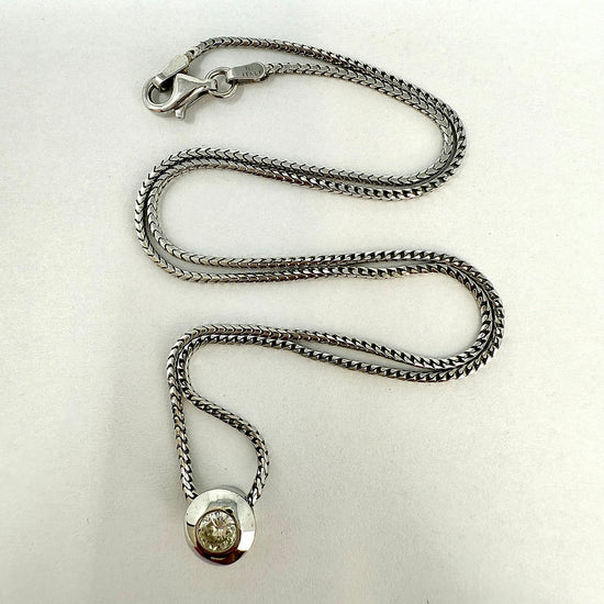 18K White Gold Necklace with .25ct Bezel Set Diamond