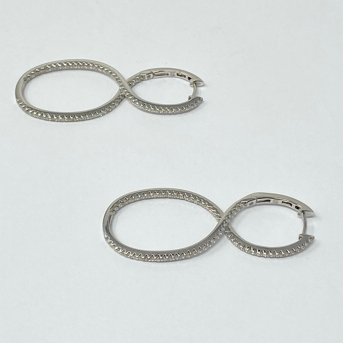 14K White Gold Infinity Hoop Inside Out Diamond Earrings