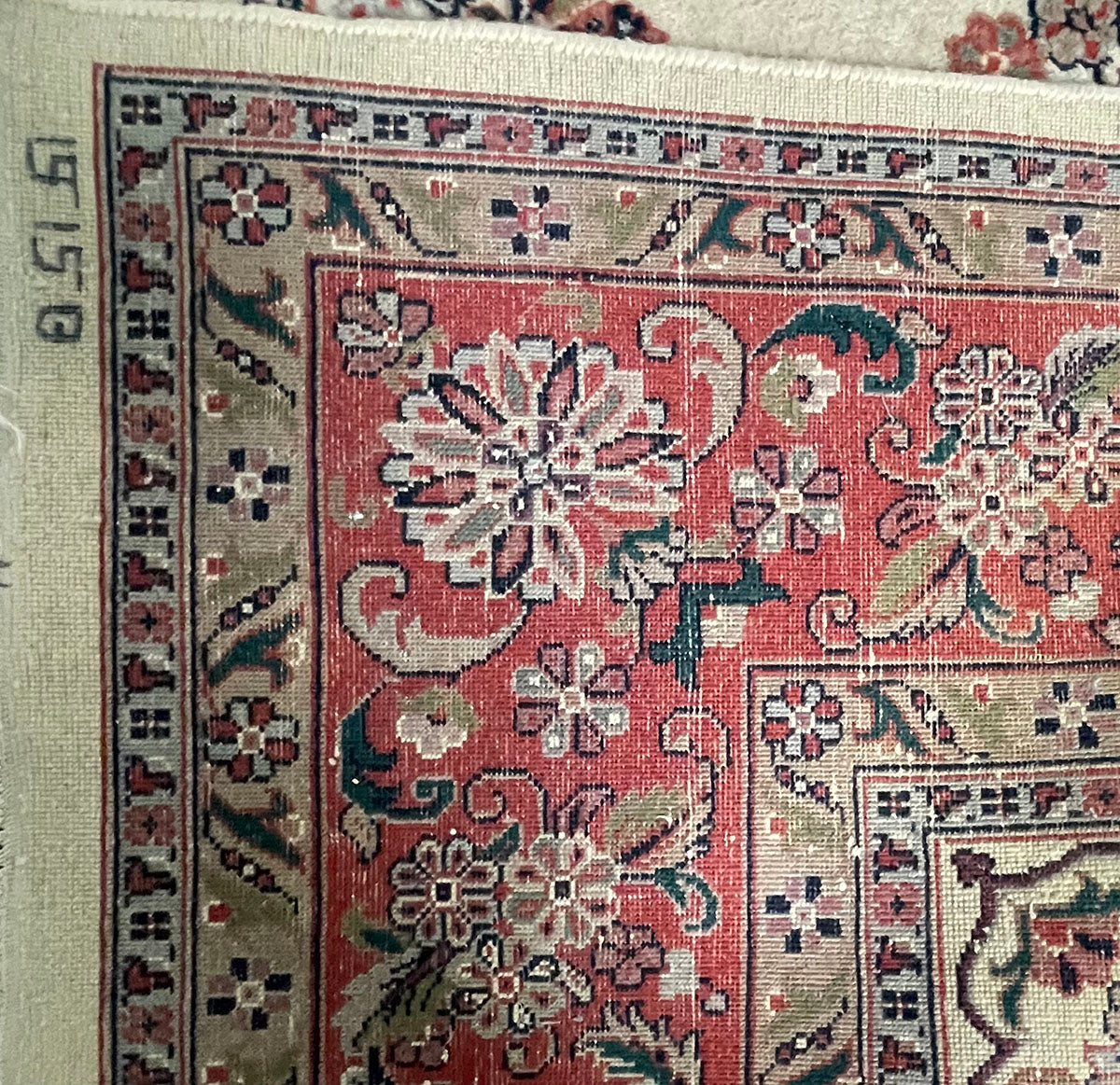 Red, Cream, & Green Persian Area Rug