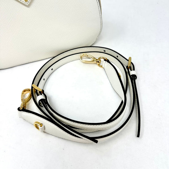 Prada Enameled Metal Triangle Odette Crossbody