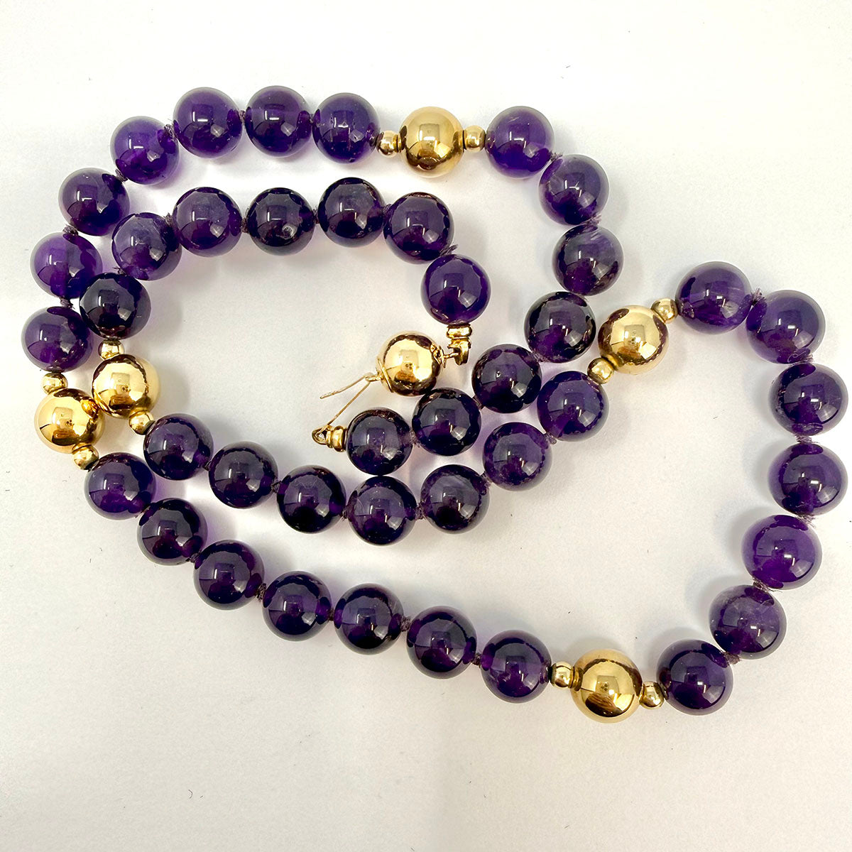 Amethyst and 14K Gold Ball Necklace