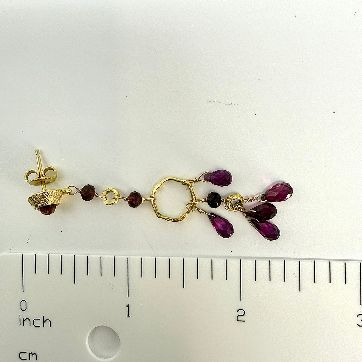 18K Gold Drop Earrings with Garnets