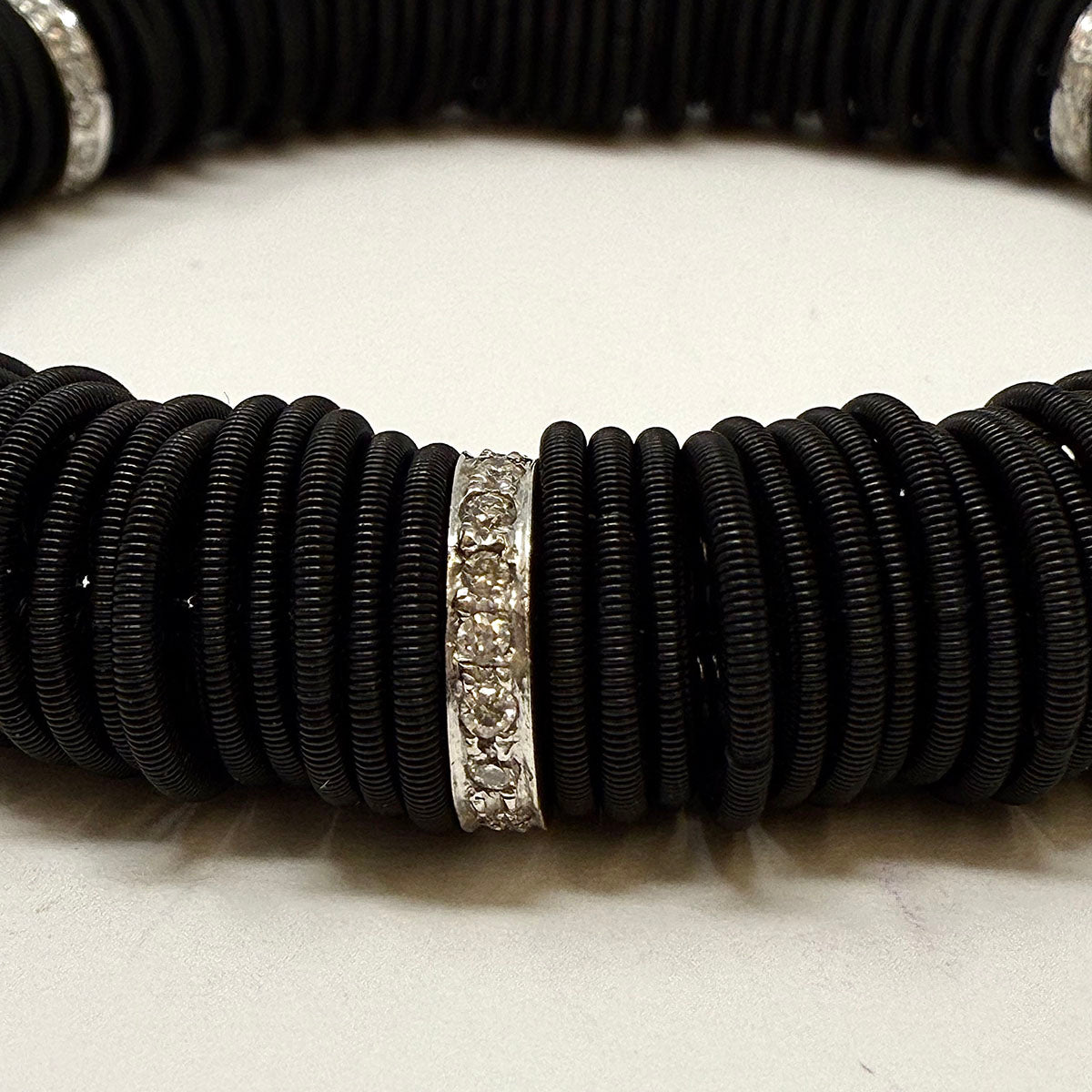 Michael Weggenmann Anodizel Steel Bracelet with 3 Diamond Rondels