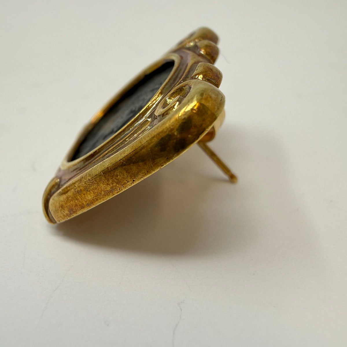 18K Gold Earrings with Coin and Diamonds