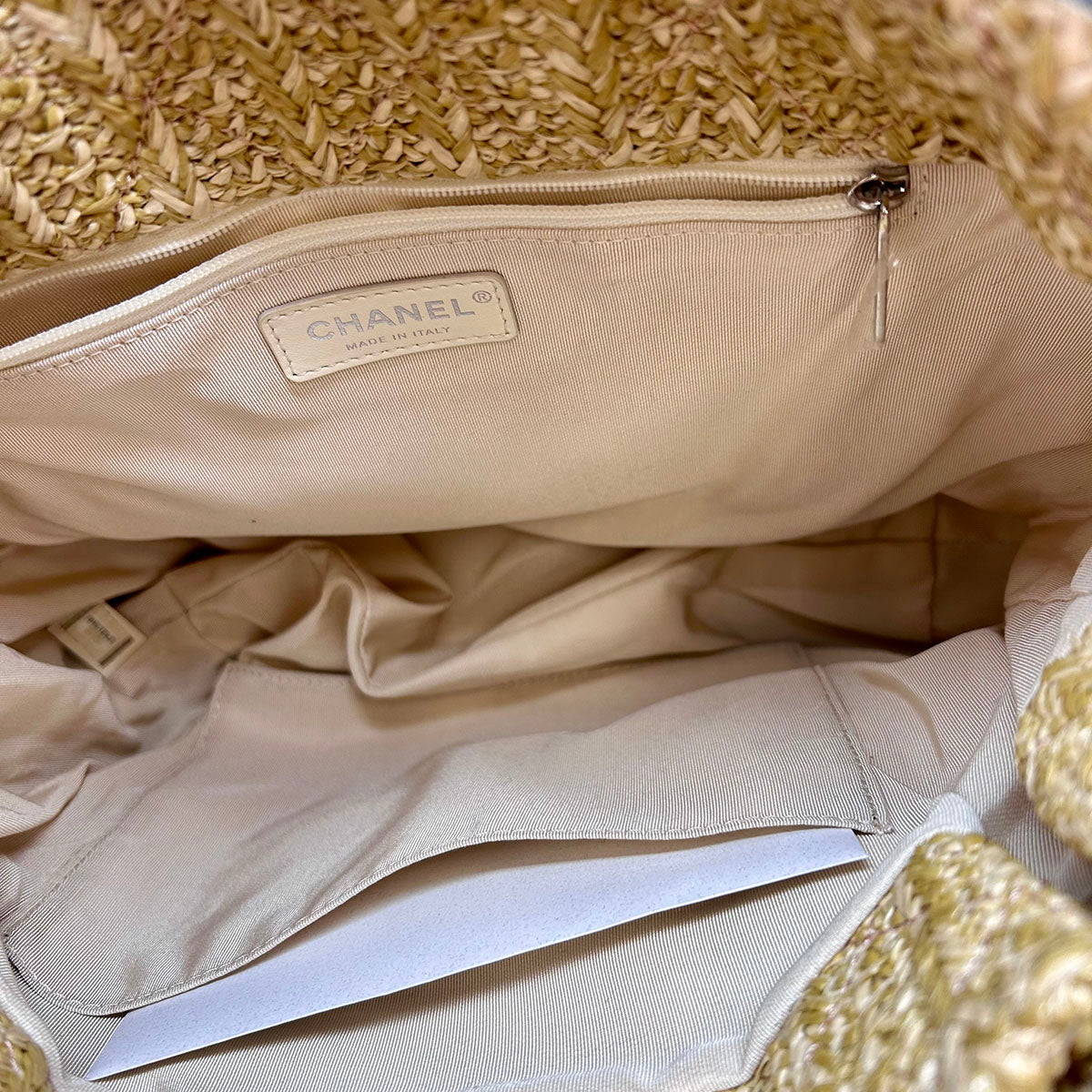 Pink/Clear Chanel 31 PVC/Leather/Quilted Raffia Shopping Tote