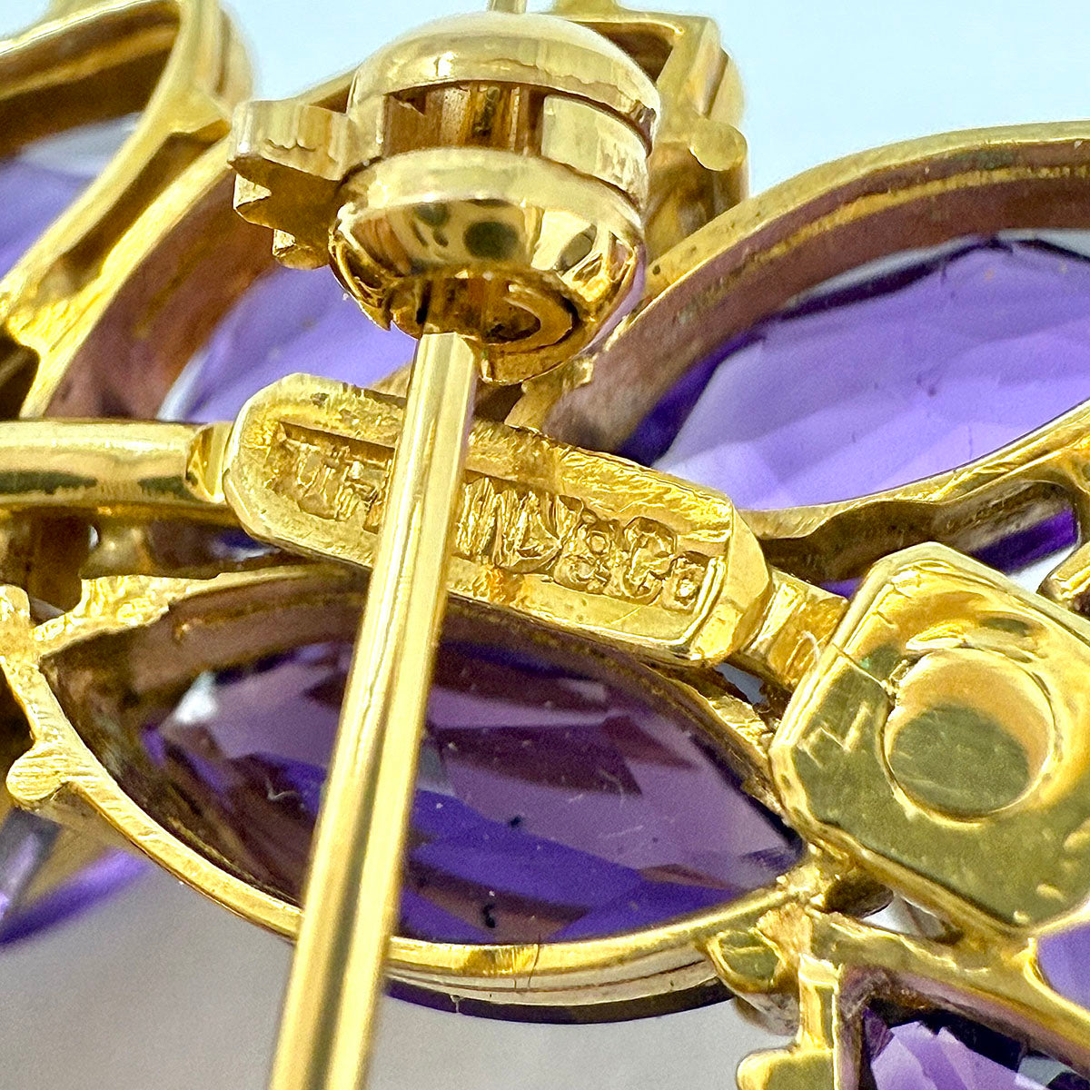 Tiffany & Co. Vintage 18K Gold and Amethyst U-shaped Brooch