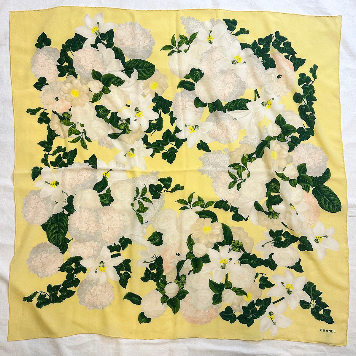 Chanel Camellia Silk Scarf