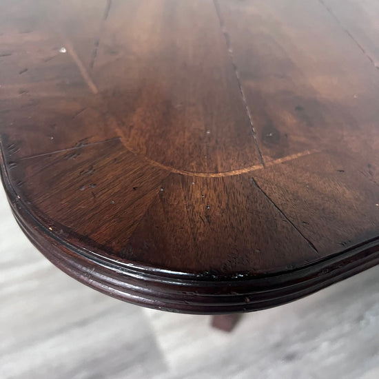 2 Pedestal Wood Dining Table With Brass Emblems